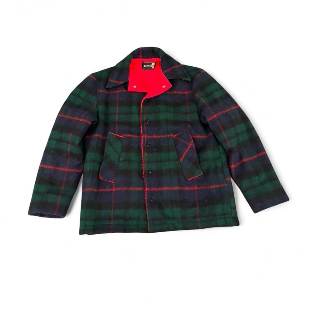 Vintage 70s Bonds red and green plaid wool jacket